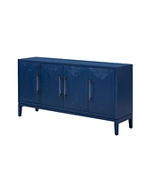 Versatile Four-Door Sideboard with Brushed Doors and Fir Veneer, Featuring Elegant Handles, Perfect for Various Spaces.