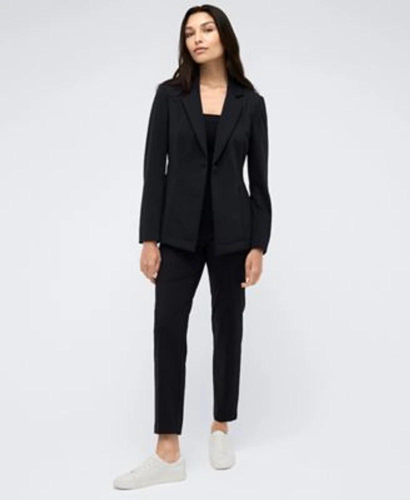 Kenneth Cole Womens Athletic Stretch One Button Notch Collar Blazer Fly Front Side Panel Slim Ankle Pants