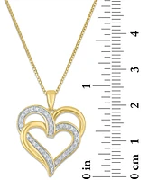 Diamond Overlap Heart 18" Pendant Necklace (1/10 ct. t.w.) Sterling Silver, 14k Gold-Plated Silver or Rose