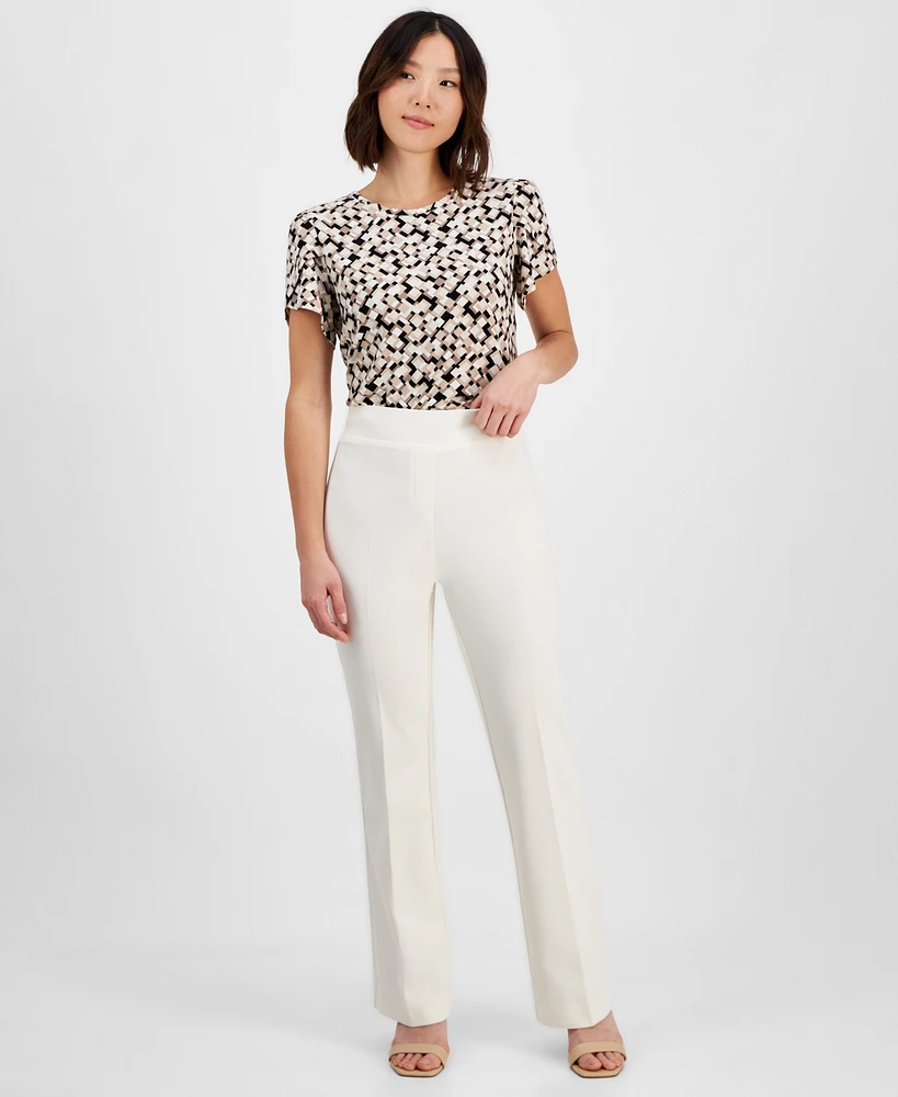 Ak Anne Klein Petite Pull-On Crepe Trousers