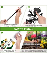 gaomon Outdoor Decorative Metal Solar Rain Gauges Stake for Garden Yard with Led Light and 6 Inch Capacity Glass Tube