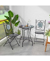 Costway Set of Mosaic Chairs for Patio with Decorative Backrest Heavy-Duty Frame