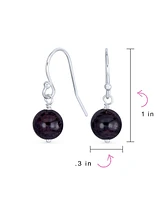 Bling Jewelry Round Bead Violet Purple Amethyst Ball Drop Earrings Sterling Silver