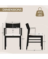 Gymax Dining Chair w/ Arms Set of 4 Modern Kitchen Chairs w/ Contoured Backrest Black & Cream