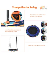 Costway 36''Convertible Swing & Trampoline Set Toddler Kids Fitness Rebounder