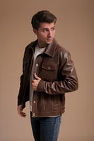 Furniq Uk Men's Leather Jacket, Brown, Created for Macy's