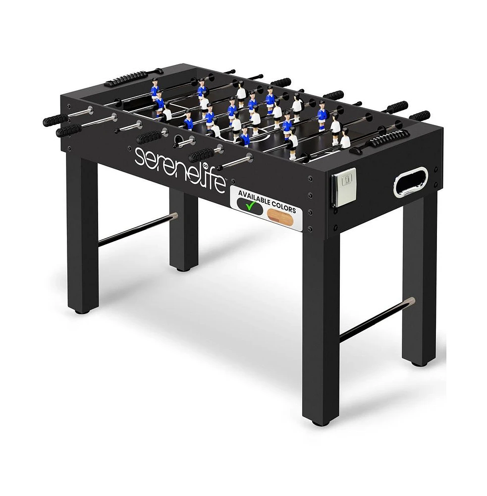 SereneLife 48" Competition Foosball Table for Home and Game Room with 2 Balls and 2 Cup Holders (Black)