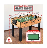 SereneLife 4-in-1 Multi-Function Game Table with Foosball, Pool, Hockey, and Ping Pong