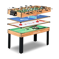 SereneLife 4-in-1 Multi-Function Game Table with Foosball, Pool, Hockey, and Ping Pong