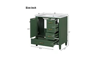 Slickblue 30" Green Bathroom Vanity with Sink Combo - Modern Storage Cabinet with Soft Closing Door