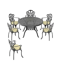 (Cushions In Random Colors)7-Piece Set Of Cast Aluminum Patio Furniture With Cushions