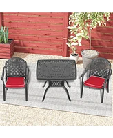 Streamdale Furniture (Cushions In Random Colors)3-Piece Set Of Cast Aluminum Patio Furniture With Cushions