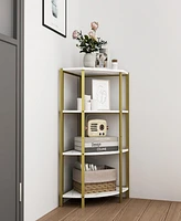 4-Tier Corner Open Shelf, Bookcase Freestanding Shelving Unit, Plant Stand Small Bookshelf for Living Room, Home Office, Kitchen, Small Space