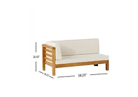 Oana Outdoor Wooden Sectional Set With Cushions, Beige
