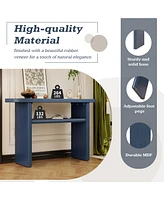 Simplie Fun Elegant Minimalist Console Table with Rounded Edges and Sturdy Shelf Design for Entryway, Living Room(Navy)