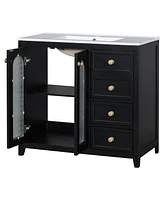 Streamdale Furniture 36-inch bathroom vanity with two soft close doors, adjustable shelves and three soft close drawers