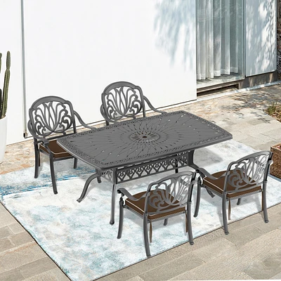 Simplie Fun (Cushions In Random Colors)5-Piece Set Of Cast Aluminum Patio Furniture With Cushions