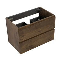 Wall mount cabinet Without basin, Walnut color, With two drawers, Pre-assembled