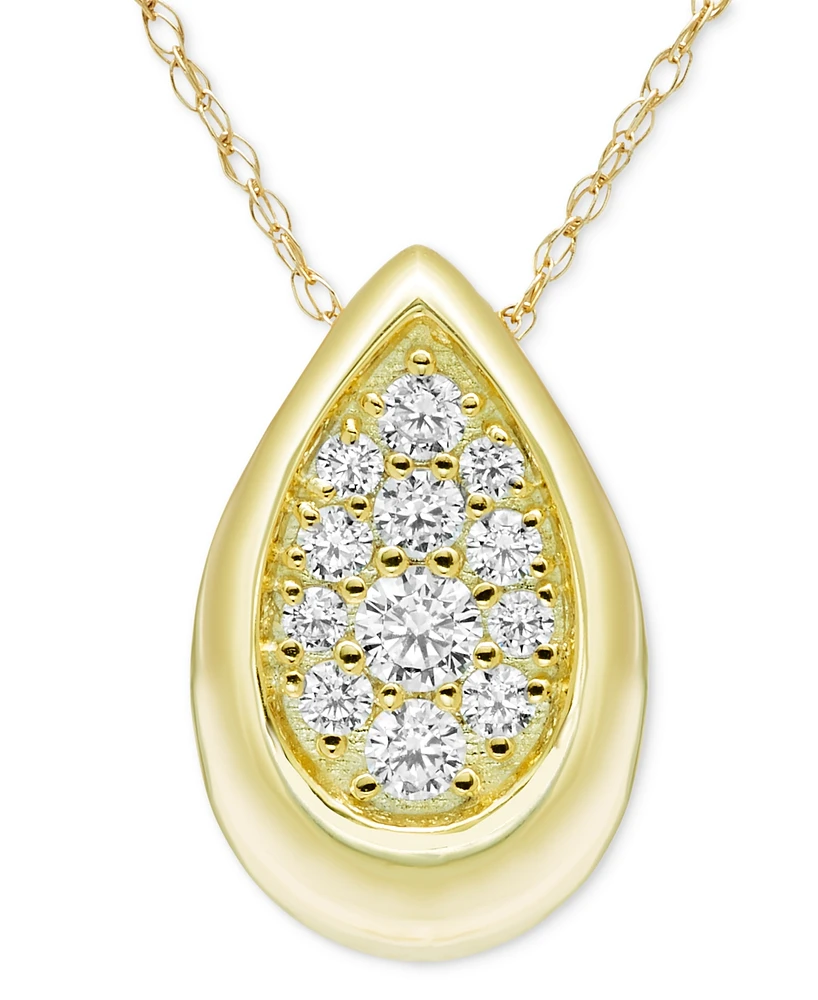 Diamond Teardrop Cluster 18" Pendant Necklace (1/4 ct. t.w.) in 14k Gold