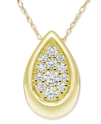 Diamond Teardrop Cluster 18" Pendant Necklace (1/4 ct. t.w.) in 14k Gold