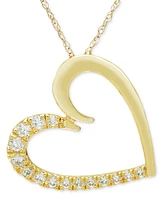 Diamond Open Heart 18" Pendant Necklace (1/5 ct. t.w.) in 14k Gold