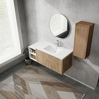 48" Wall-Mounted Bathroom Vanity With Sink and Side Cabinet
