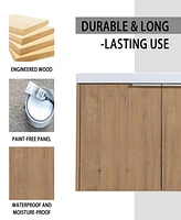 48" Wall-Mounted Bathroom Vanity With Sink and Side Cabinet, Soft Close Doors