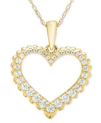 Diamond Open Graduated Heart 18" Pendant Necklace (1/4 ct. t.w.) in 14k Gold