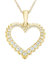 Diamond Open Graduated Heart 18" Pendant Necklace (1/4 ct. t.w.) in 14k Gold