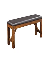 Simplie Fun Apollo Bench in Espresso Pu & Walnut