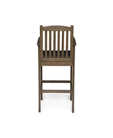 Acacia Wood Outdoor Barstools With Water-Resistant Cushions (Set Of 2)