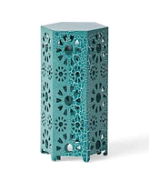 Eliana 2-Piece Sunburst Cutout Side Table Set In Teal, Blue, Or Green