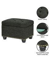 Convenience Concepts 24" Faux Linen 5th Avenue Storage Ottoman