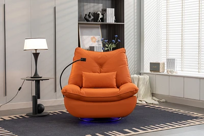 Streamdale Furniture 270 Swivel Glider Recliner Chair, Power Recliner Rocking Chair, Usb Port Charge for Nursery Chair with Atmosphere Lamp for Living