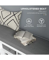 Shoe Bench with Cushion, Storage Bench for Entryway with Padded Seat, 2 Drawers and Adjustable Shelf for Hallway, Living Room, Bedroom, White