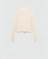 Mango Women's Openwork Heart Details Sweater