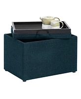 Convenience Concepts 22.75" Faux Linen Accent Storage Ottoman with Tray