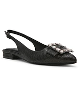 Anne Klein Women's Kenni Embellished Buckle Slingback Flats