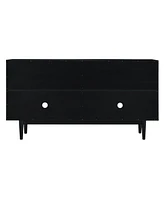 Modern 4-door Sideboard with Convex Pattern Doors and 2 Silver Handle for Living Room, Dining Room