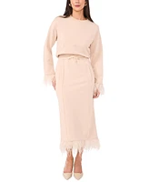 Vince Camuto Women's Feather-Trim Drawstring Midi Skirt