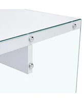 The top of the coffee table is made of Mdf and white stickers, and the sides are clear tempered glass. The design is simple and elegant, and the struc