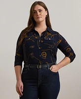 Lauren Ralph Lauren Plus Size Belting-Print Shirt