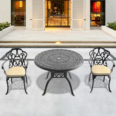 Streamdale Furniture (Cushions In Random Colors)3-Piece Set Of Cast Aluminum Patio Furniture With Cushions