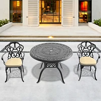 Streamdale Furniture (Cushions In Random Colors)3-Piece Set Of Cast Aluminum Patio Furniture With Cushions