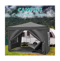 10'x10' Folding Canopy with 4 Removable Sidewalls Outdoor Event Shelter Upf 50+ Gazebo Portable Tents for Parties Beach Camping Wedding Ez Pop Up Cano