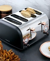 MegaChef 4 Slice Stainless Steel Wide Slot Retro Toaster