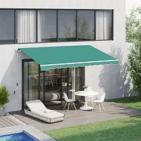 Simplie Fun 13' x 8' Retractable Awning, Patio Awnings, Sunshade Shelter w/ Manual Crank Handle, Uv & Water