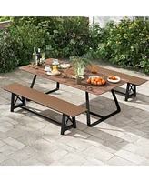 Costway Pcs Patio 72 " Extra Long Bench Outdoor Long Chair for 4 Weatherproof Hdpe Seat