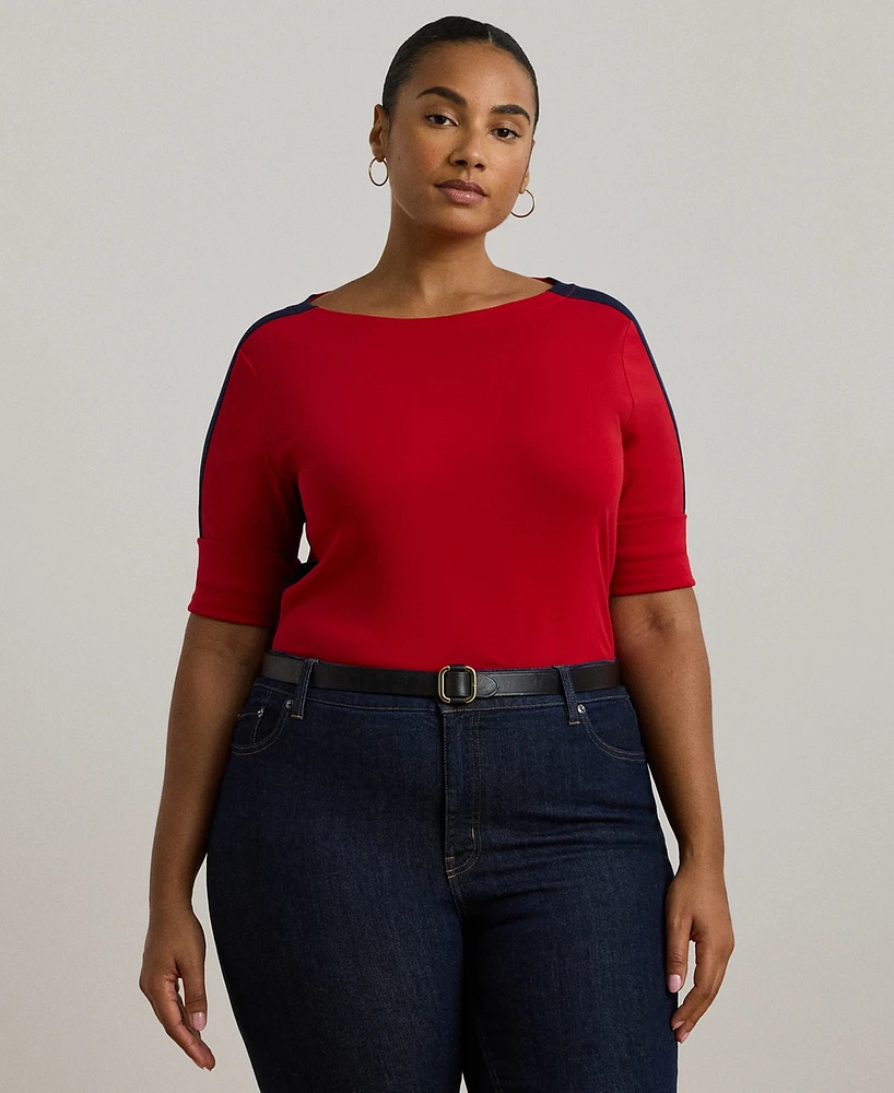 Lauren Ralph Lauren Plus Size Elbow-Sleeve Tee