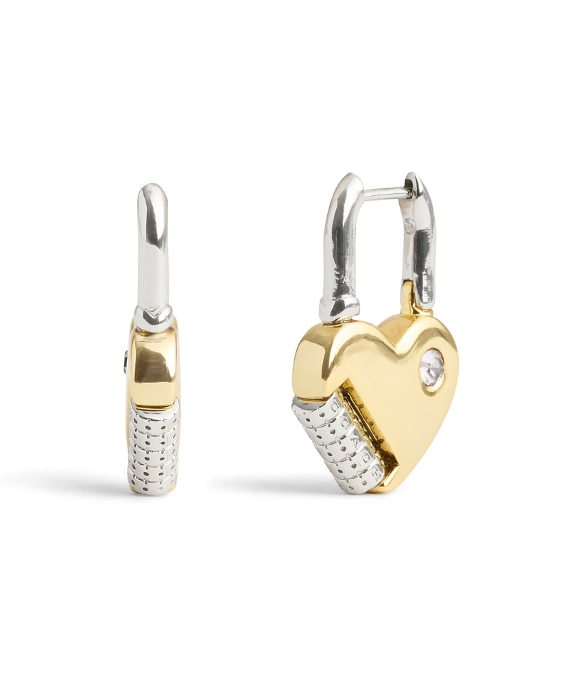 Coach Faux Stone Signature Heart Padlock Drop Earrings - Two